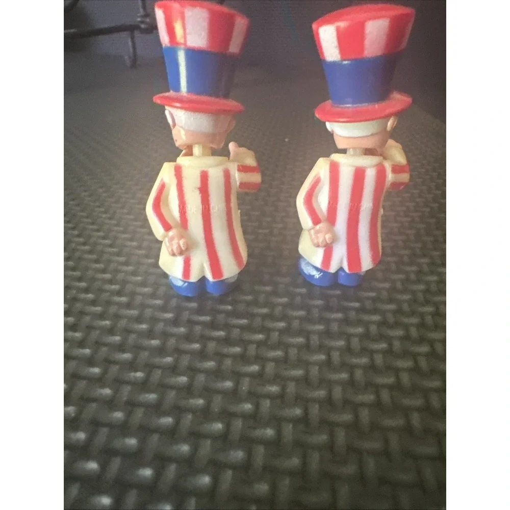 2 Vintage Wilton Patriotic Cake Topper  4th of July Uncle Sam Bobbleheads